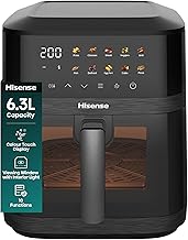 Hisense 6.3L Air Fryer - 1800W Energy-Saving Colour Touch Display Cooker with 10 Cooking Functions - Fries, Chicken, Steak, Veggies, Grill, Fish, Defrost, Egg tart, Cake,Pizza