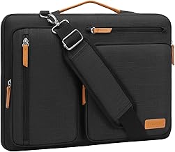 MOSISO 360 Protective Laptop Shoulder Bag,15-15.6 inch Computer Bags Compatible with MacBook Pro 16 inch, HP, Dell, Lenovo, Asus Notebook,Side Open Messenger Bag with 4 Zipper Pockets, Black